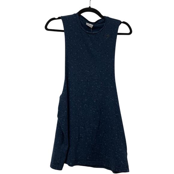 GYMSHARK MICRO PRINT DROP ARM TANK NAVY BLUE - Picture 4 of 5